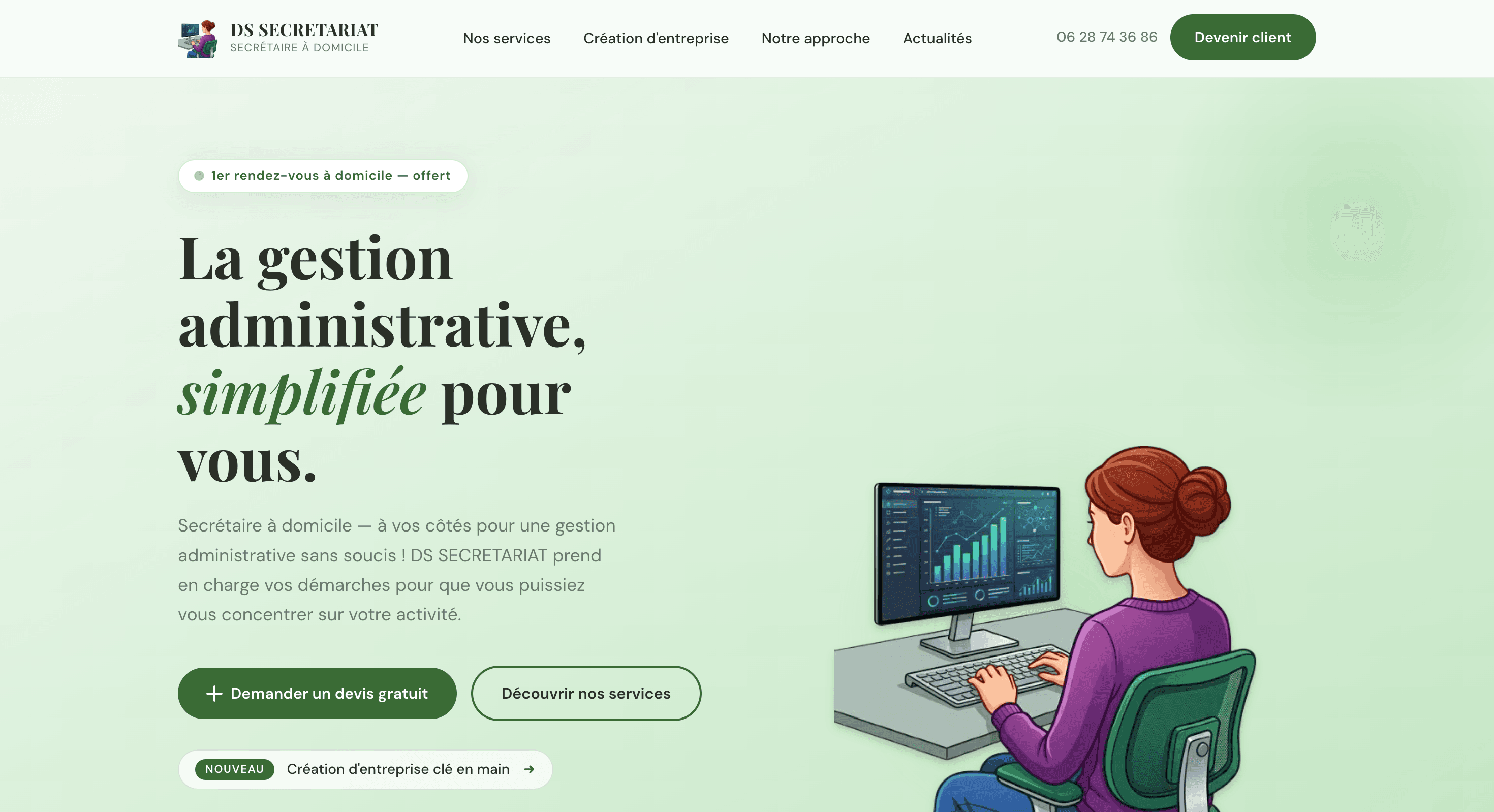 Aperçu du site DS Secrétariat