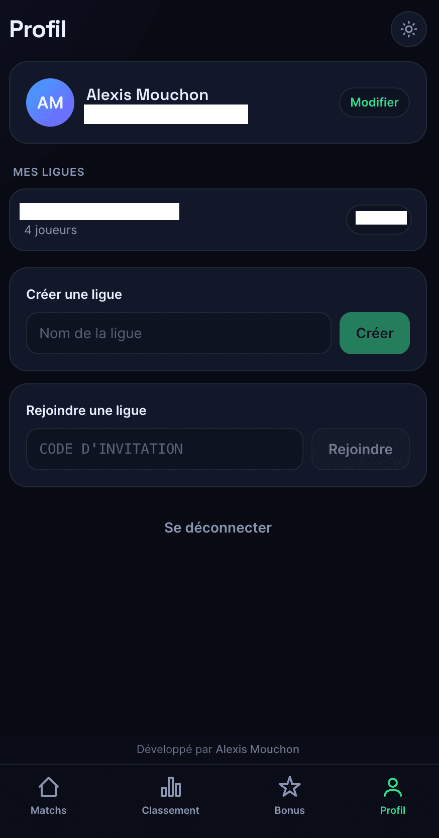 Page de profil d’un participant